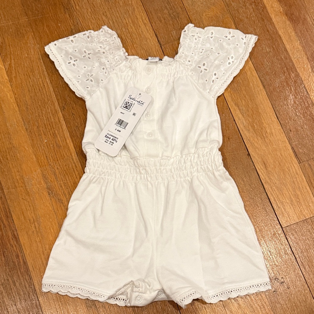 Splendid White Eyelet Sleeve Romper